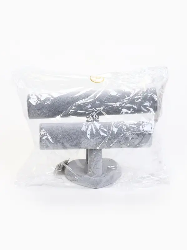 Подставка для часов, браслетов &laquo;QF. Флок&raquo;, двухуровневая, сердце, 26&times;11&times;18 см, d=5 см, серая