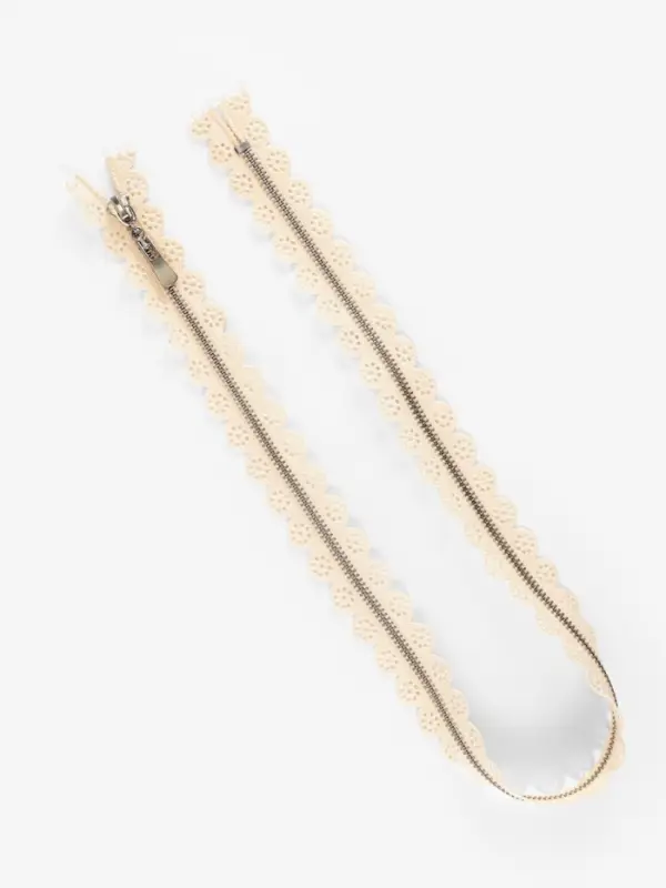 Молния металлическая, №3, неразъёмная, замок автомат, 60 см, бежевая