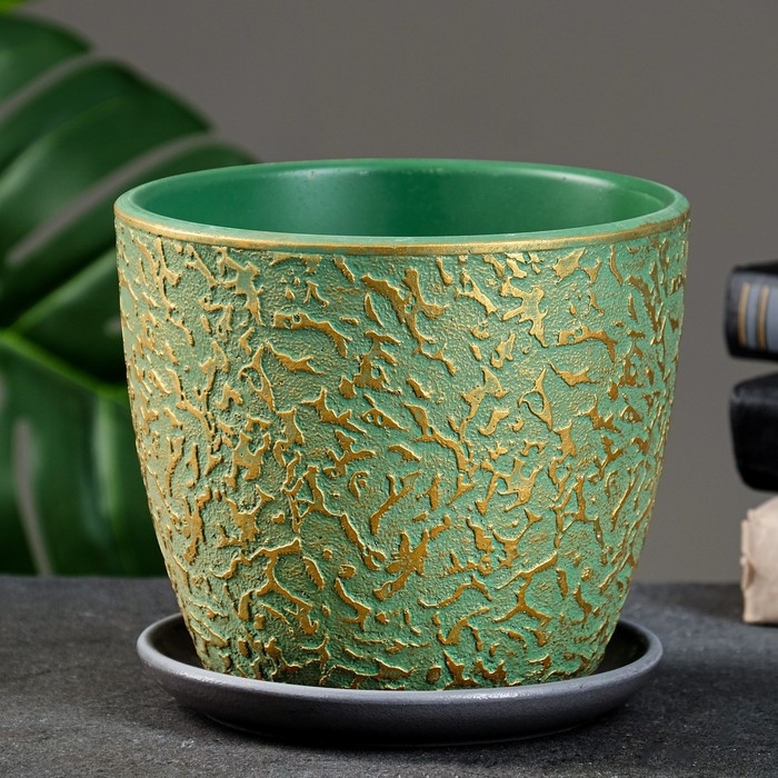 Горшок цветочный Горшок цветочный "Муар" зеленый бутон №3, 2,15л