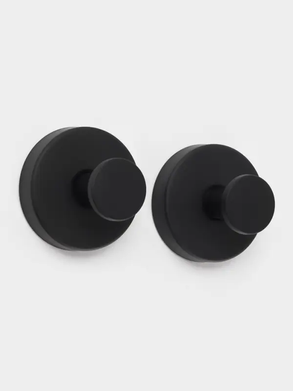 Набор крючков металлических на вакуумной присоске 2 шт, цвет черный