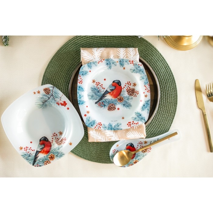 Подставка под ложку новогодняя Дорого внимание «Снегирь», 21,4 х 7,5 см, стекло Подставка под ложку новогодняя Дорого внимание «Снегирь», 21,4 х 7,5 см, стекло