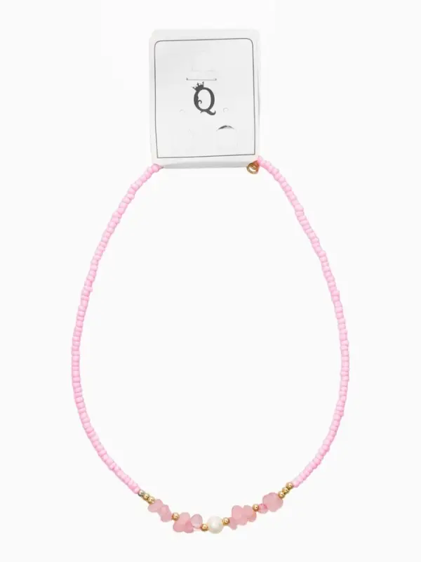 Чокер "Морской мир" крошка с жемчугом, бусины, цвет розовый  в золоте