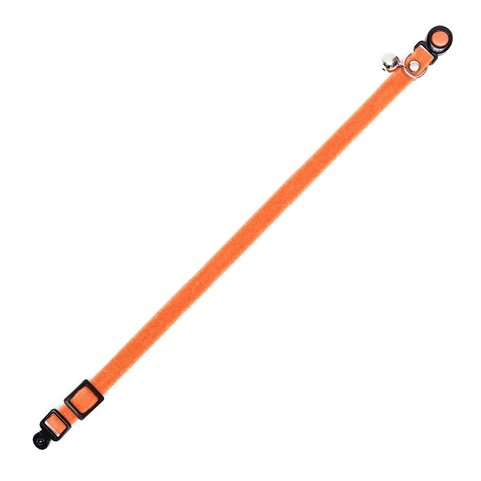 Ошейник кошачий мягкий с бубенчиком, 30 х 1 см, текстиль, оранжевый Ошейник кошачий мягкий с бубенчиком, 30 х 1 см, текстиль, оранжевый