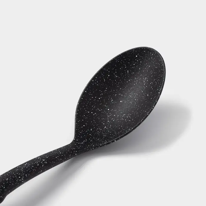 Ложка гарнирная Доляна &laquo;Мрамор&raquo;, 30.5 см, чёрная