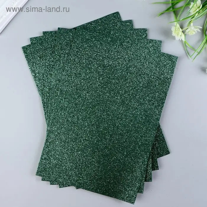 Фоамиран глиттерный Magic 4 Hobby 2 мм  цв. зеленый, 20х30 см