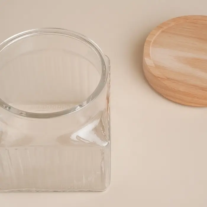 Банка для сыпучих продуктов SL Home &laquo;Афины&raquo;, 1 л, 11&times;11.5 см, с деревянной крышкой. стекло, прозрачная