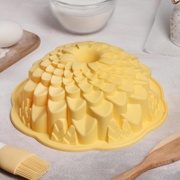 Форма для выпечки Доляна «Хризантема», силикон, 22×7,5 см, цвет МИКС