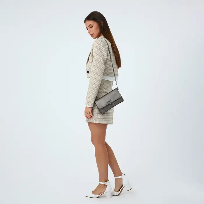 Сумка женская, кросс-боди, на магните, 24&times;6&times;14 см, серая