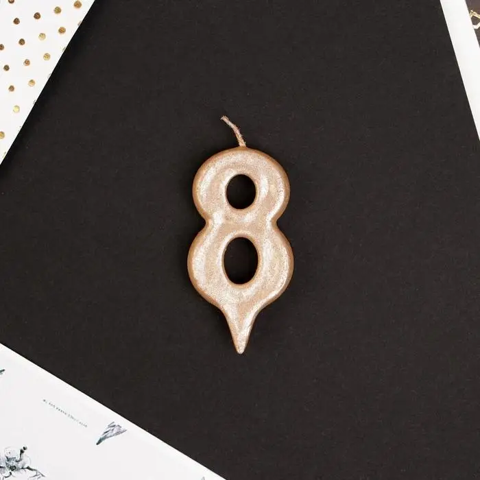 Свеча для торта, цифра &laquo;8&raquo;, шампань, 3 х 6 см