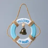 Сувенир интерьерный дерево "Спасательный круг с колоколом" 10,8х10,8х1,3 см