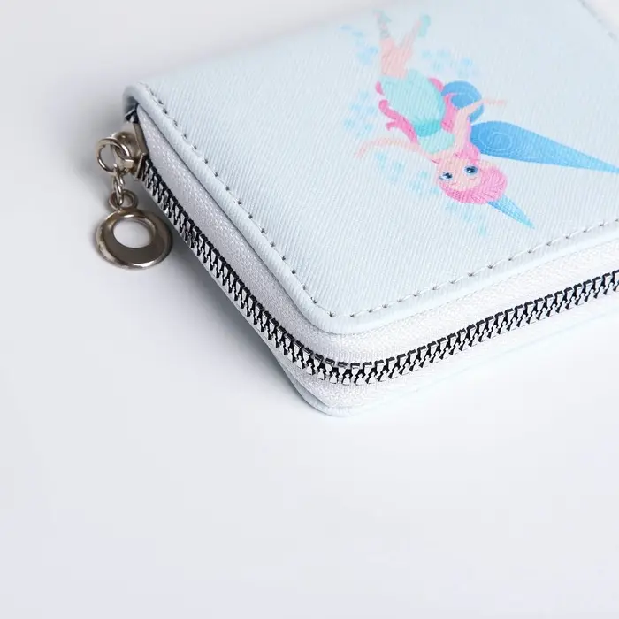 Кошелёк на молнии, отдел для карт, для монет, светло-голубой