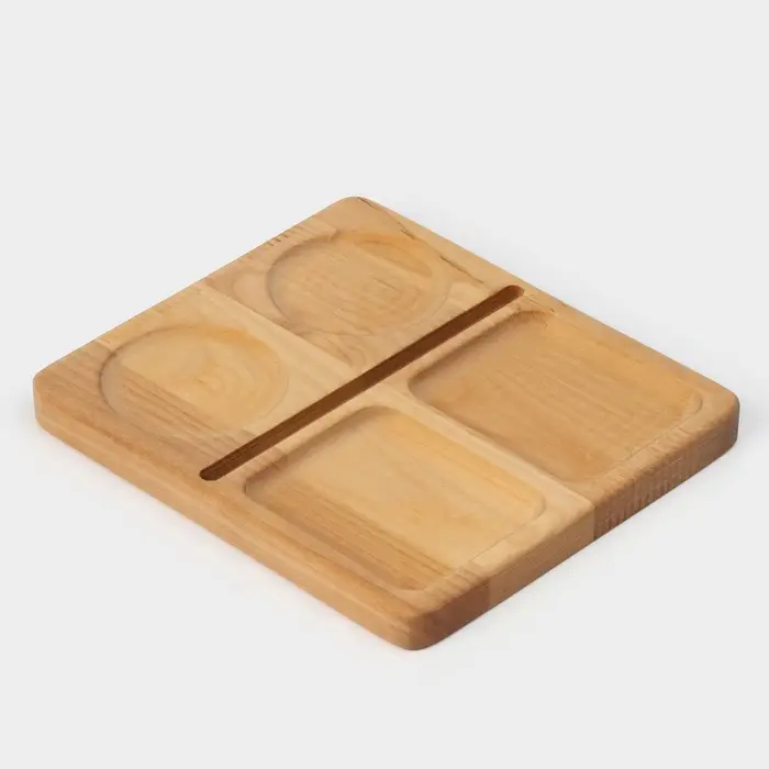 Менажница Adelica, 20&times;18&times;1.8 см, 4 ячейки, пропитано маслом, дерево берёза