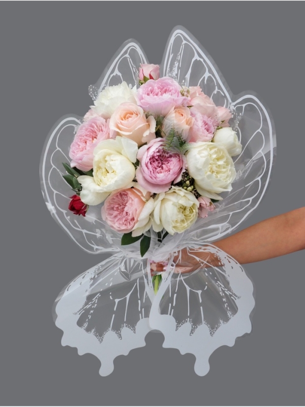 Декор флористический для букетов,  Декор флористический для букетов, "Крылья бабочки", белая, 50х56 см