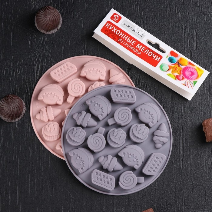 Форма для мармелада Доляна «Сладости», силикон, d=12 см, 16 ячеек, цвет МИКС Форма для мармелада Доляна «Сладости», силикон, d=12 см, 16 ячеек, цвет МИКС