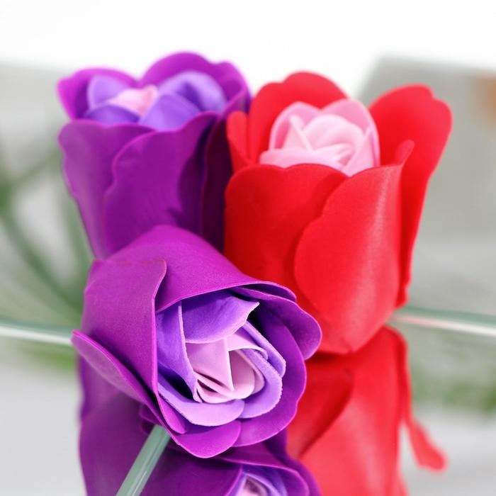 Мыльные розочки цветных оттенков и золотая роза, набор Мыльные розочки цветных оттенков и золотая роза, набор