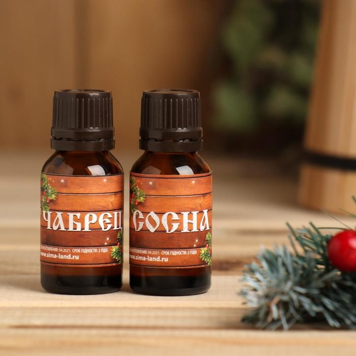 Набор эфирных масел 2 шт по 30 мл, чебрец и сосна   Набор эфирных масел 2 шт по 30 мл, чебрец и сосна  "Жаркой баньки"