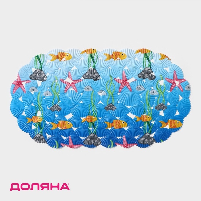 Коврик противоскользящий в ванну на присосках Доляна «Морские игры», 37×65 см Коврик противоскользящий в ванну на присосках Доляна «Морские игры», 37×65 см