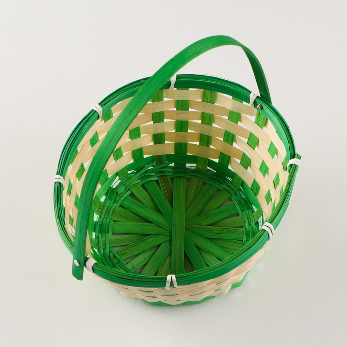 Корзина плетёная, 21 х 21 х 10/24 см, бамбук, зеленая Корзина плетёная, 21 х 21 х 10/24 см, бамбук, зеленая