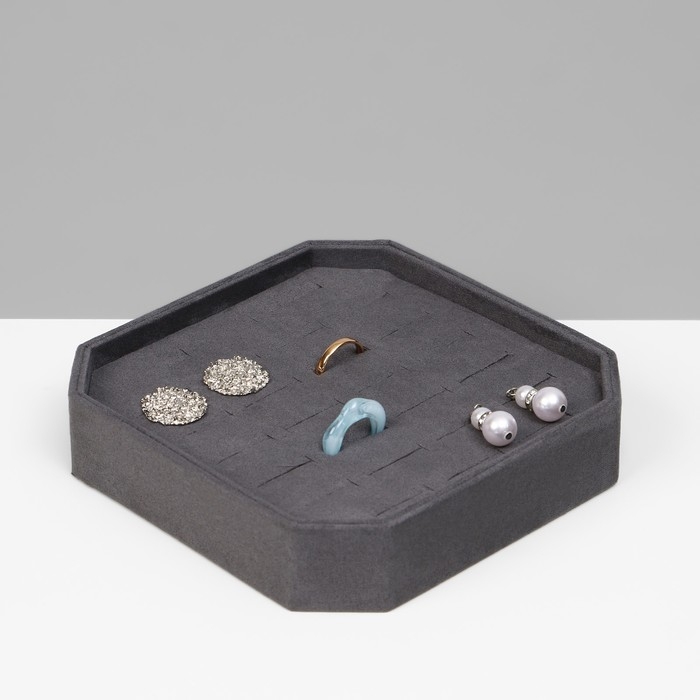 Подставка для колец «Ромб», 26 мест, 16×16×3,6см, цвет серый Подставка для колец «Ромб», 26 мест, 16×16×3,6см, цвет серый