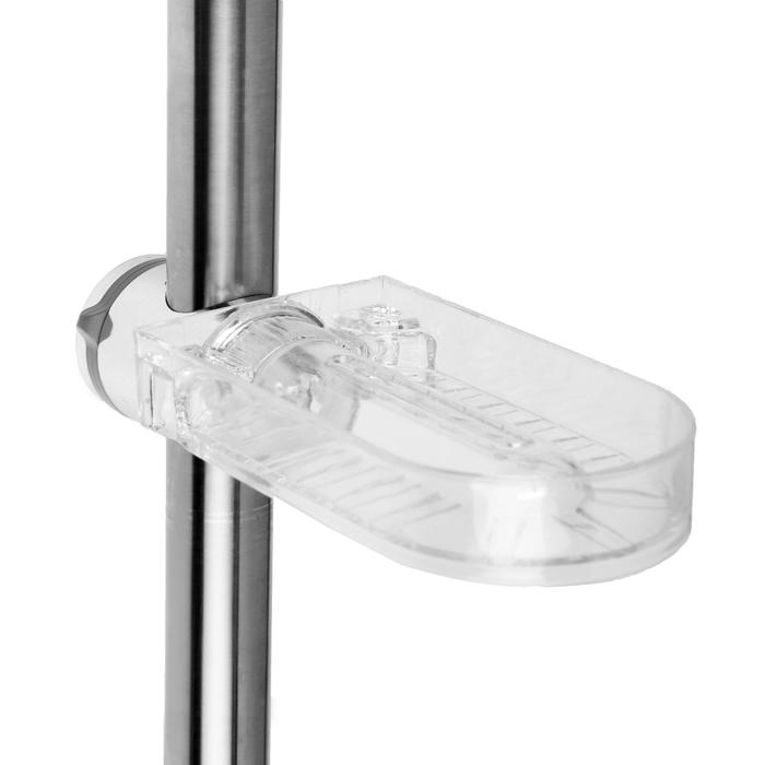 Душевая стойка ZEIN S02, с пластиковой прозрачной мыльницей и крепежом, сатин Душевая стойка ZEIN S02, с пластиковой прозрачной мыльницей и крепежом, сатин