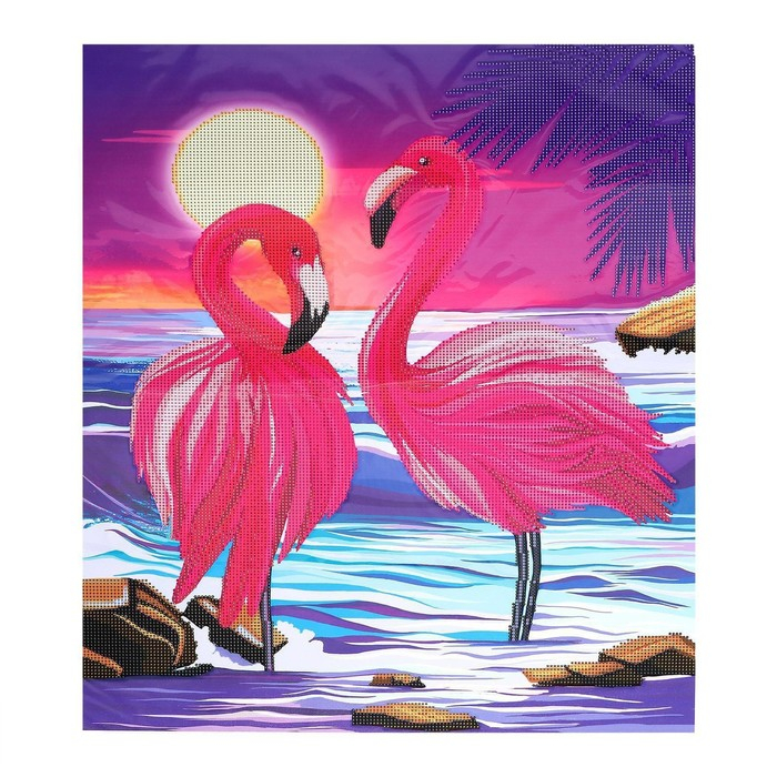 Алмазная мозаика с частичным заполнением на холсте «Фламинго на закате», 50 x 60 см Алмазная мозаика с частичным заполнением на холсте «Фламинго на закате», 50 x 60 см