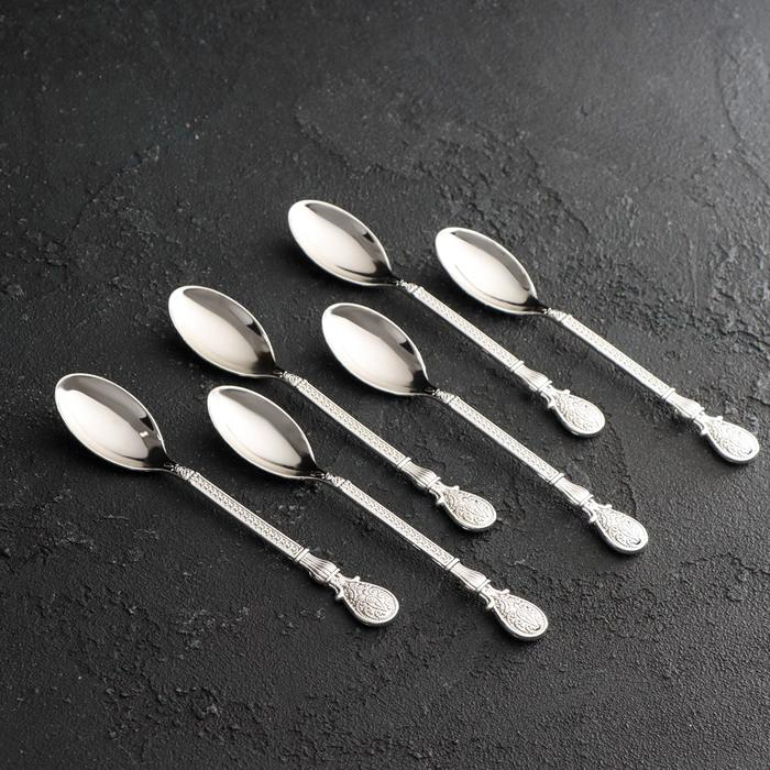 Набор ложек на подставке Magistro &laquo;Серебряный лебедь&raquo;, 6 шт, цвет серебряный