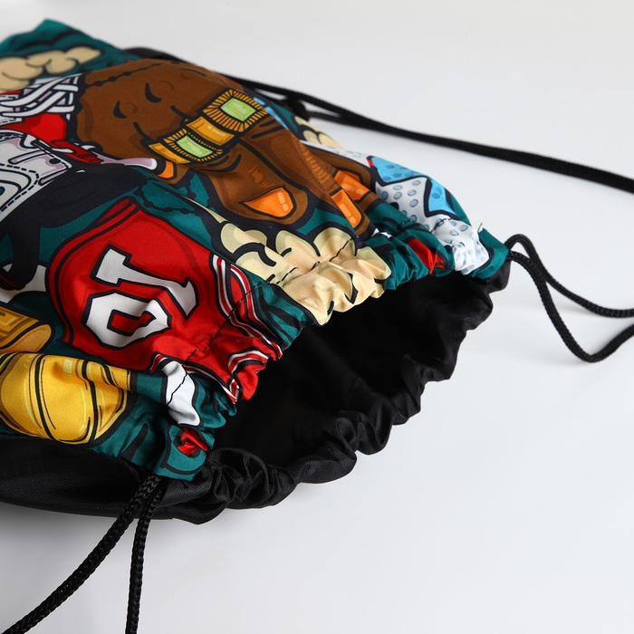 Мешок для обуви на шнурке, цвет бирюзовый/разноцветный Мешок для обуви на шнурке, цвет бирюзовый/разноцветный