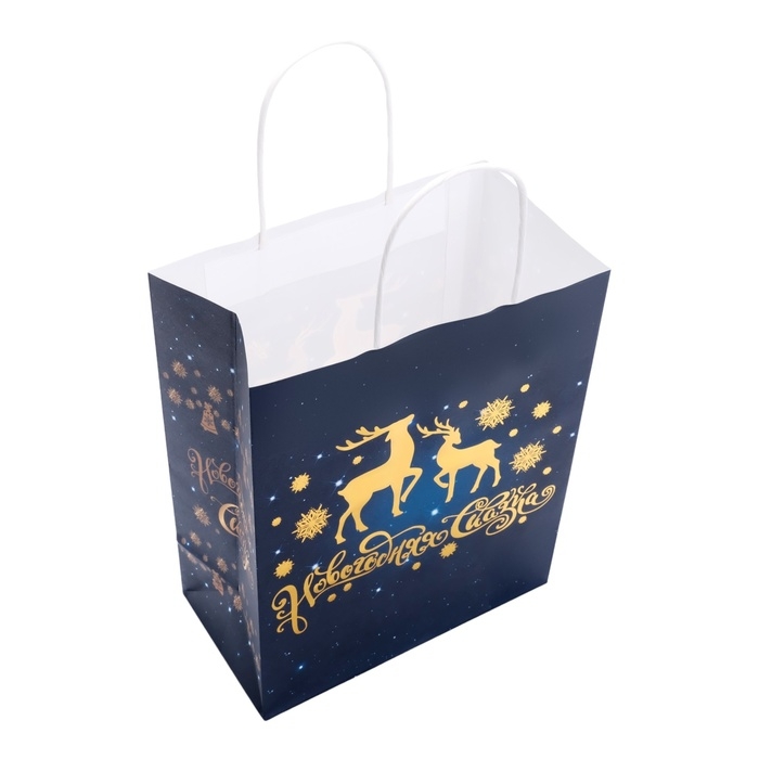 Новый год. Пакет бумажный подарочный новогодний с тиснением, Новый год. Пакет бумажный подарочный новогодний с тиснением, "С Новым Годом!" 27 х 21 х 11 см.