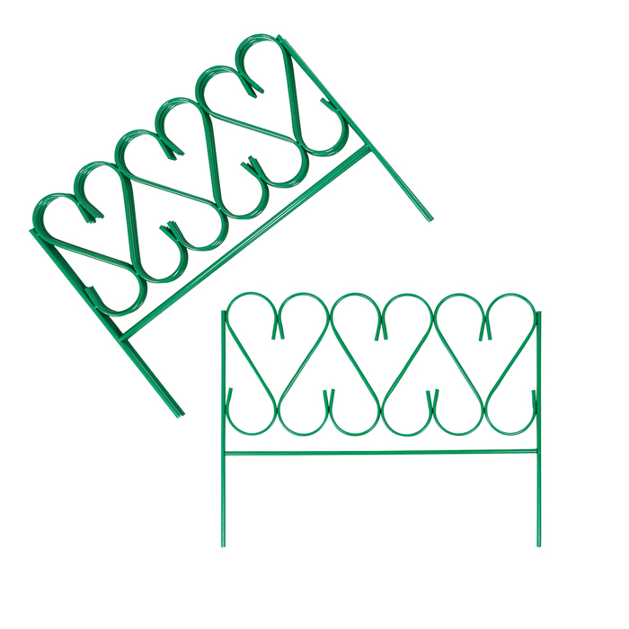 Ограждение декоративное, 54 × 340 см, 5 секций, металл, зелёное, «Изящный»