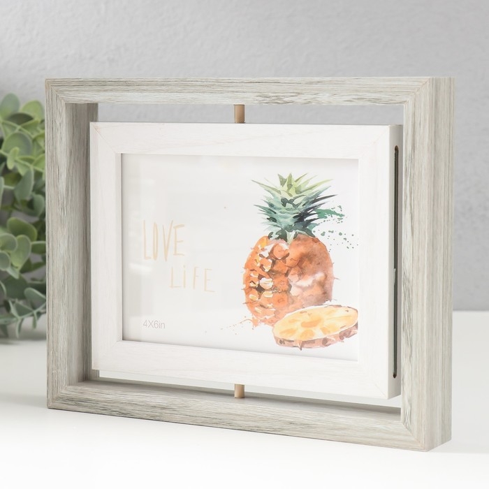 Фоторамка МДФ на 2 фото 10х15 см Фоторамка МДФ на 2 фото 10х15 см "Вертушка двусторонняя" серо-голубая 21,5х3х16,3 см