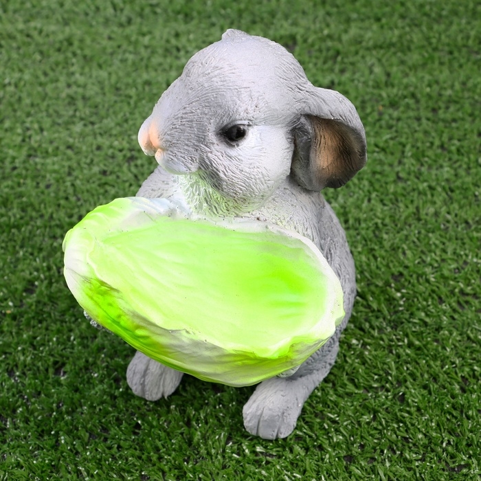 Фигурное кашпо  Фигурное кашпо "Зайчонок с салатом" серый, 14х14х20см