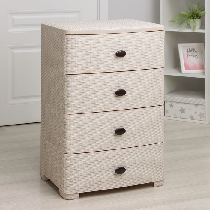 Комод 4-х секционный  Комод 4-х секционный "Плетёнка", цвет слоновая кость