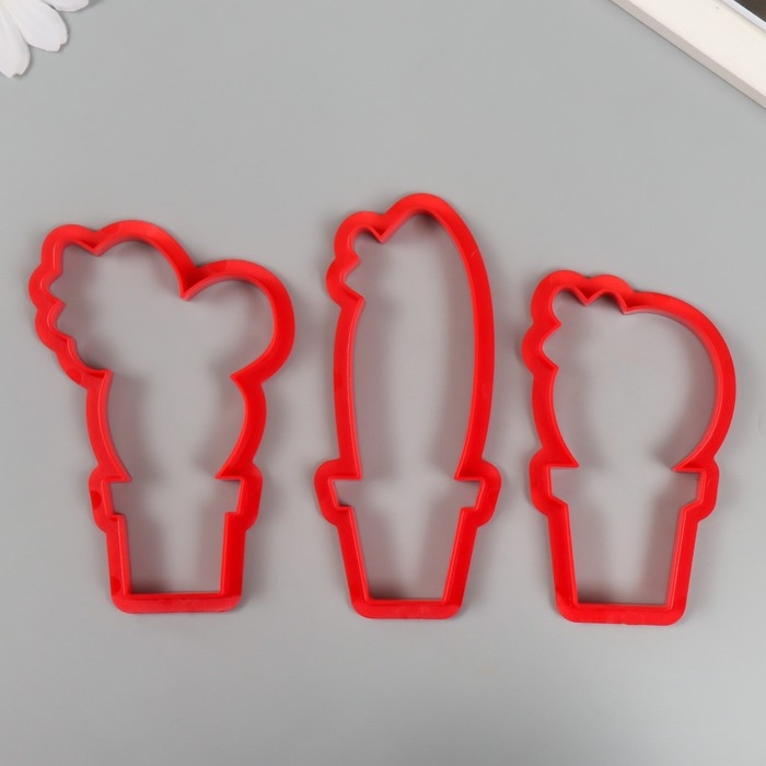 Каттеры для полимерной глины  Каттеры для полимерной глины "Кактусы" набор 3 шт 8,8х5,4 см 10,7х4,7 см, 10х6,7 см