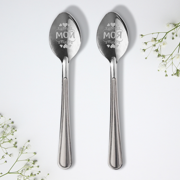 Ложки с гравировкой, набор 2 шт  &laquo;Для сладкой парочки&raquo;, 15,5 х 25,5 см.