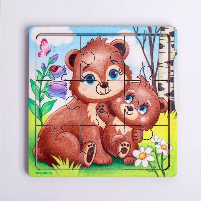 Пазл «Медведица и медвежонок», 9 деталей Пазл «Медведица и медвежонок», 9 деталей