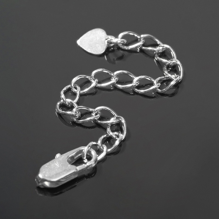 Замок-карабин (1,1×0,4 см) с удлинителем 5,4 см «Сердечко» малое (набор 3 шт.), цвет серебро Замок-карабин (1,1×0,4 см) с удлинителем 5,4 см «Сердечко» малое (набор 3 шт.), цвет серебро