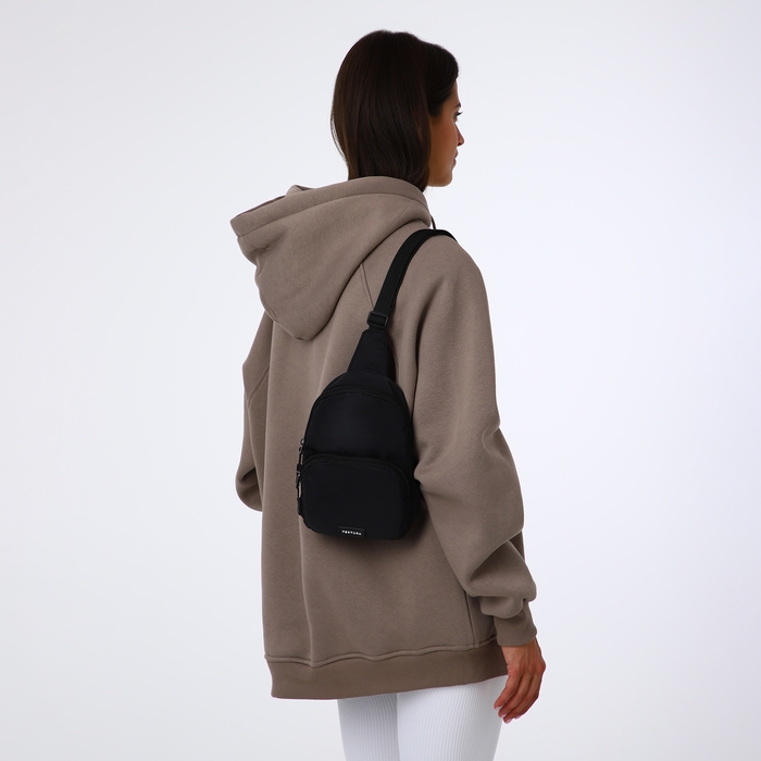 Сумка-слинг на молнии TEXTURA, наружный карман, цвет чёрный Сумка-слинг на молнии TEXTURA, наружный карман, цвет чёрный