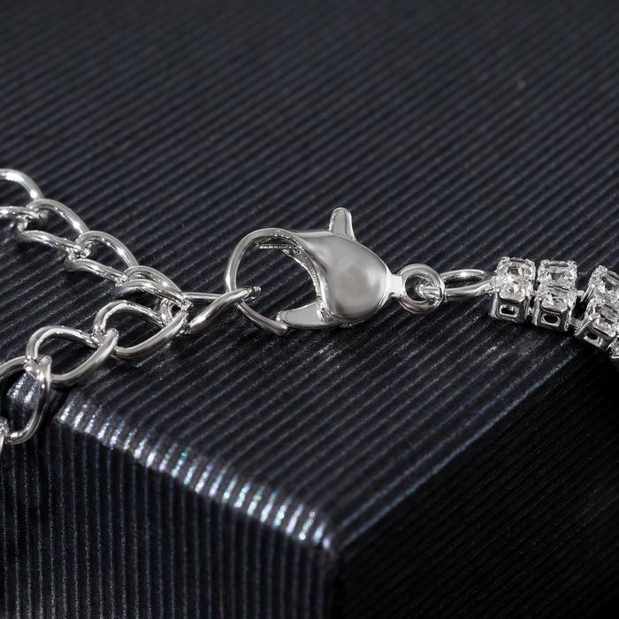 Браслет со стразами «Циркон» изыск, дуга, цвет белый в серебре, 15см Браслет со стразами «Циркон» изыск, дуга, цвет белый в серебре, 15см