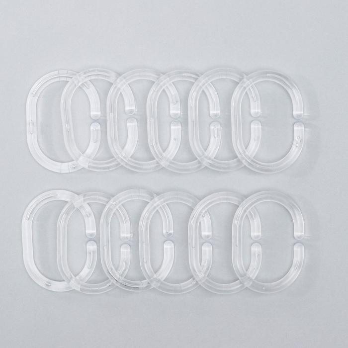 Набор колец для штор в ванную, пластик, 12 шт, цвет прозрачный
