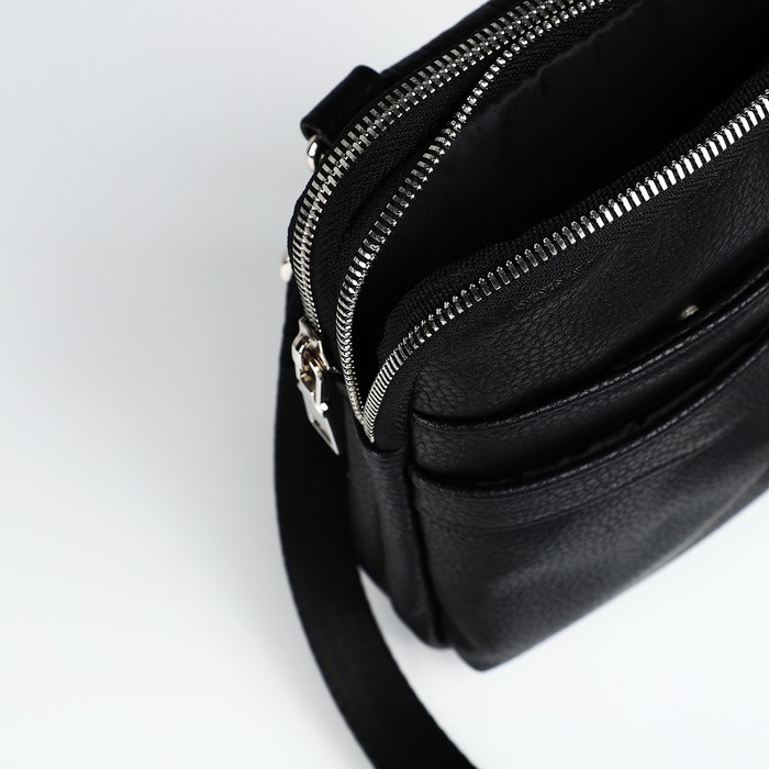 Сумка мужская через плечо TEXTURA, искусственная кожа, цвет чёрный Сумка мужская через плечо TEXTURA, искусственная кожа, цвет чёрный