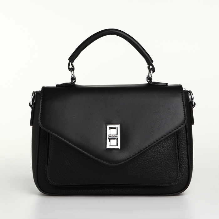 Сумка женская на клапане TEXTURA, маленький размер, цвет чёрный Сумка женская на клапане TEXTURA, маленький размер, цвет чёрный