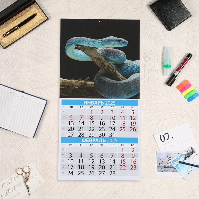 Календарь перекидной на скрепке Календарь перекидной на скрепке "Символ года - 2" 2025 год, 6 листов, 29х29 см