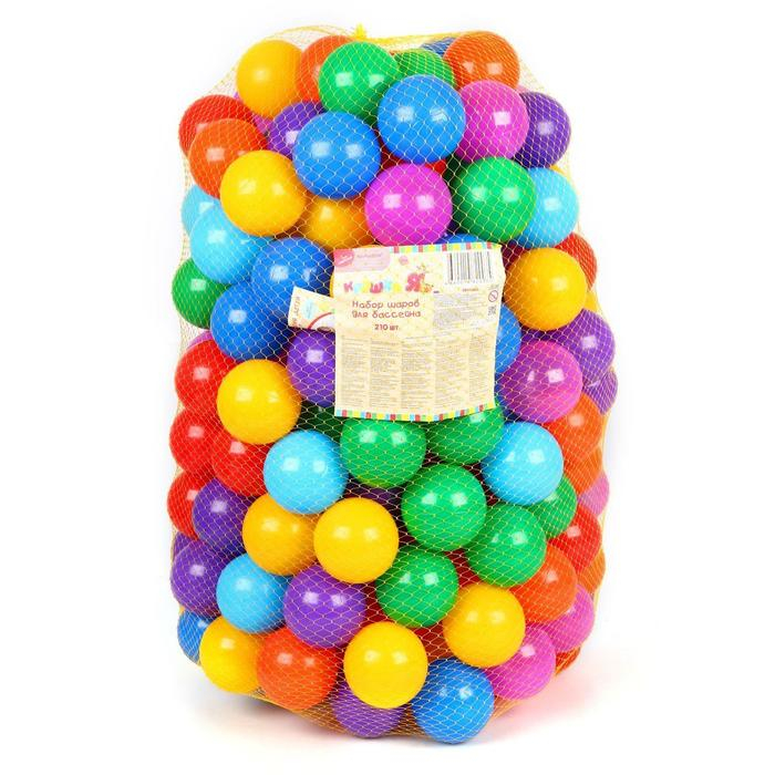 Шарики для сухого бассейна с рисунком, диаметр шара 7,5 см, набор 210 штук, разноцветные Шарики для сухого бассейна с рисунком, диаметр шара 7,5 см, набор 210 штук, разноцветные
