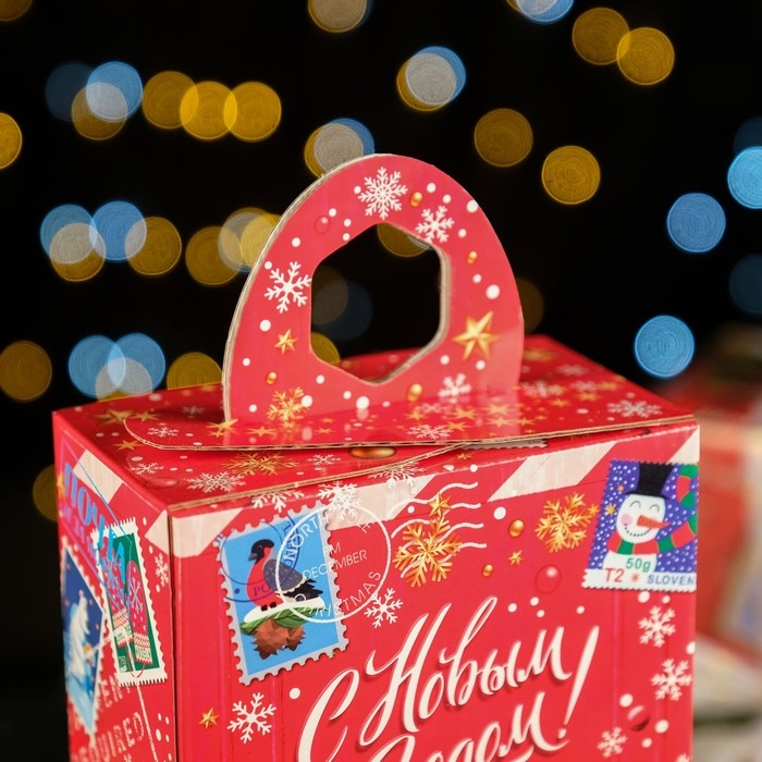 Новый год. Коробка подарочная складная Новый год. Коробка подарочная складная "Новая Почта" 13 х 7 х 35 см.