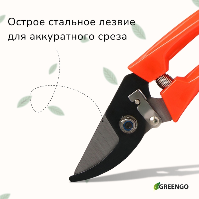Секатор плоскостной, 7 Секатор плоскостной, 7" (18 см), с пластиковыми ручками, Greengo