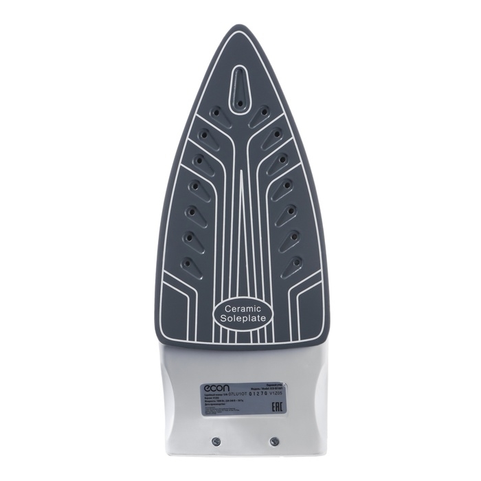 Утюг Econ ECO-BI1801, 1800 Вт, керамическая подошва, 14 г/мин, 180 мл, бело-фиолетовый Утюг Econ ECO-BI1801, 1800 Вт, керамическая подошва, 14 г/мин, 180 мл, бело-фиолетовый