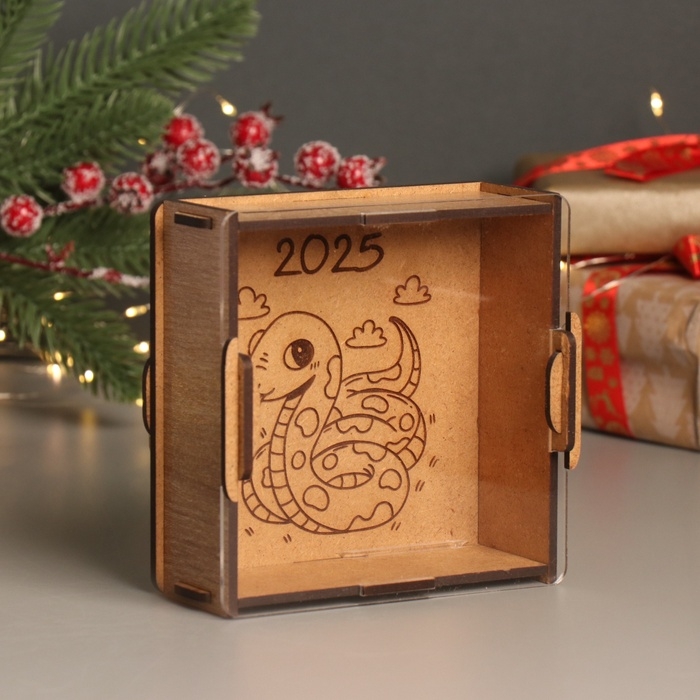 Новогодняя копилка с акрилом  Новогодняя копилка с акрилом "Змея. Милашка" 12х12х4 см