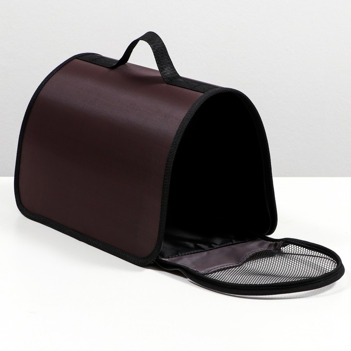 Сумка-переноска для животных жесткая без ремня №2, 40х21х25 см, нейлон, коричневая Сумка-переноска для животных жесткая без ремня №2, 40х21х25 см, нейлон, коричневая