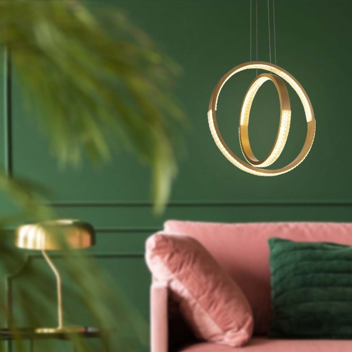 Люстра BayerLux с ПДУ 1544/2 LED 120Вт 3000-6000К диммер золото d.50см