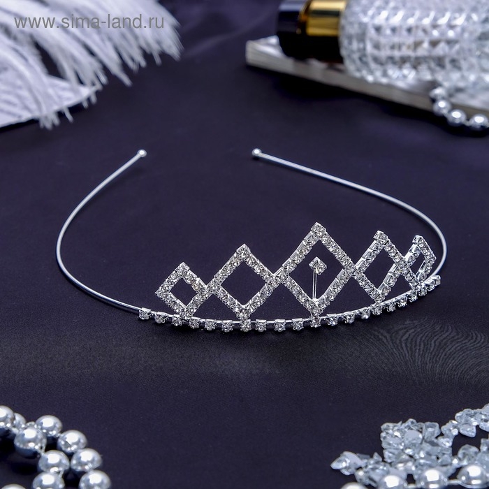 Диадема для волос Диадема для волос "Девина" ромбы, 3 см, серебро